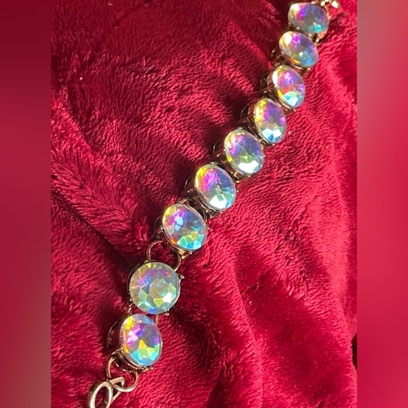 Bracelet aurora borealis crystal bling link adjustable sparkly pick color chunky - Picture 4 of 13